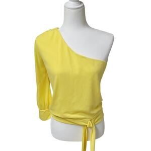 Willow + Root Yellow One-Shoulder Womens Top Size Medium NWT